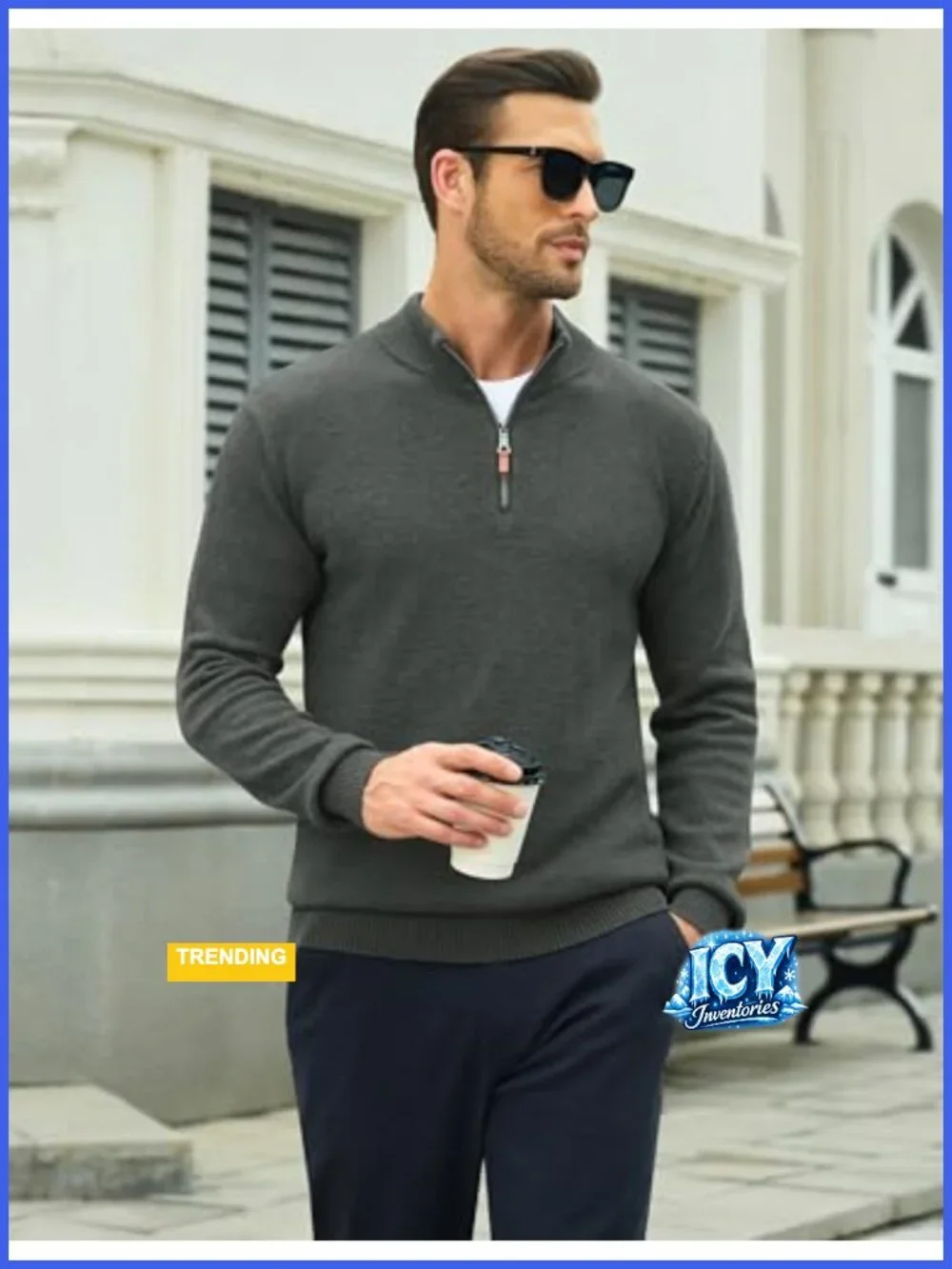 Quarter Zip Pullover Mock Neck Sweater Long Sleeve Warm Fall Winter Lightweight